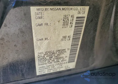 2018 Nissan Altima 2.5 из США, поврежденный, VIN 1N4AL3AP1JC282048